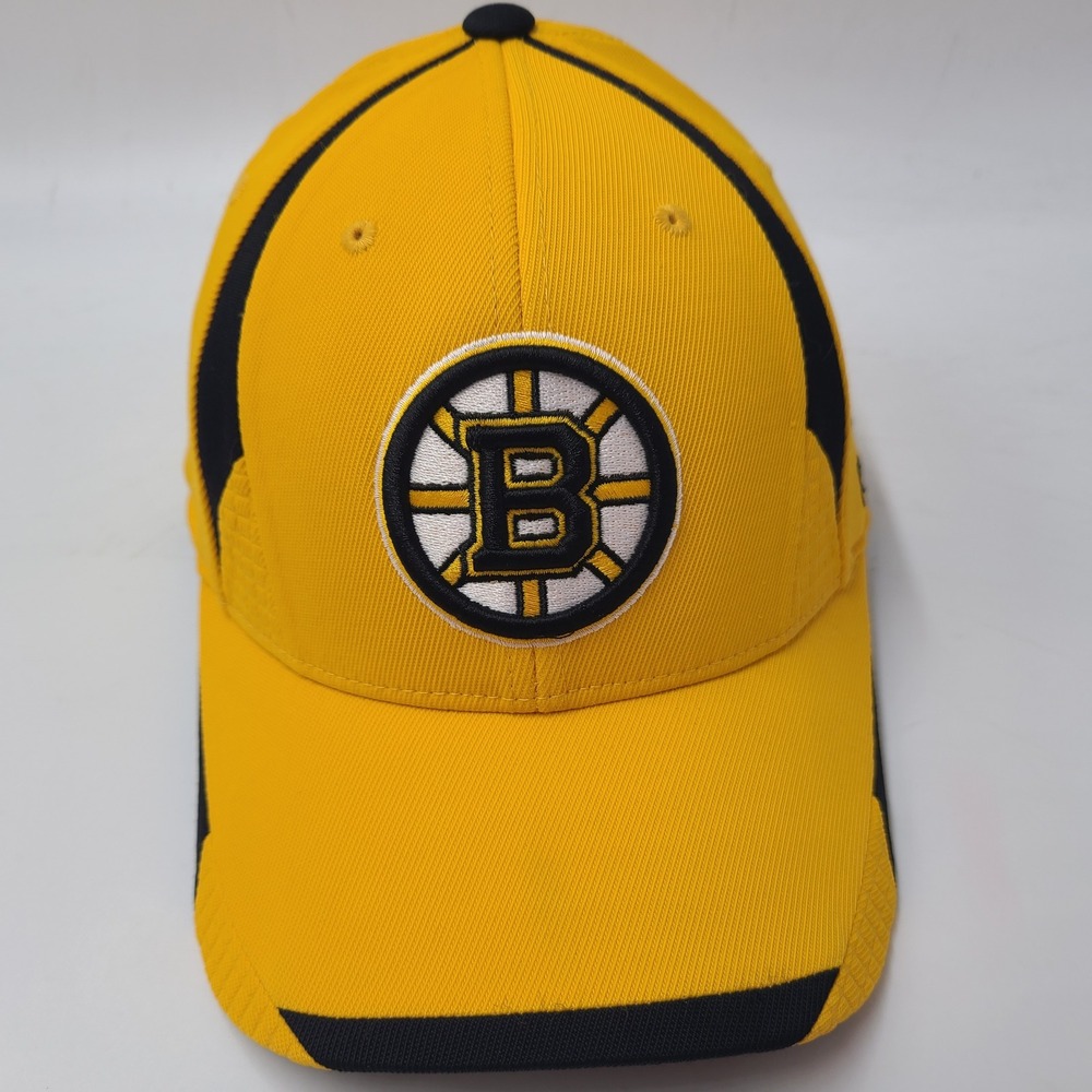 Boston‎ Bruins Hat Fitted L-XL Reebok Yellow Black NHL Hockey Nylon Blend Men